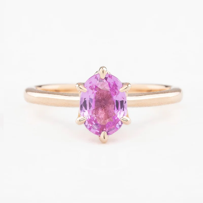 Fox motif engagement rings-Floryn Ring 1.23ct Oval Pink Sapphire, 14K Rose Gold (One of a kind)