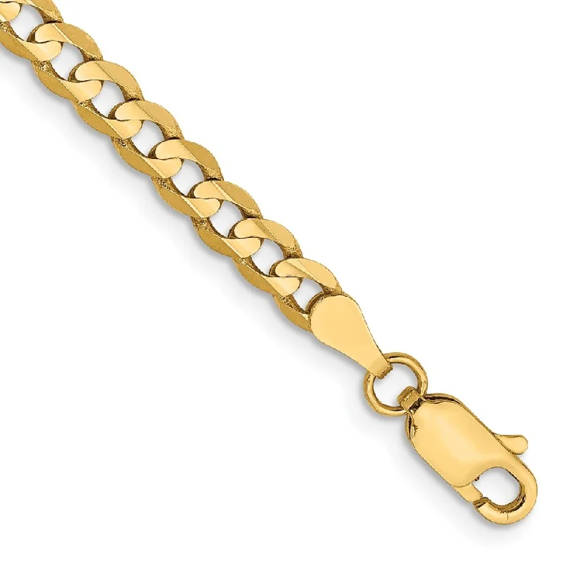 Light clay bangles-14k Yellow Gold 3.8mm Open Concave Curb Chain Bracelet, 7"