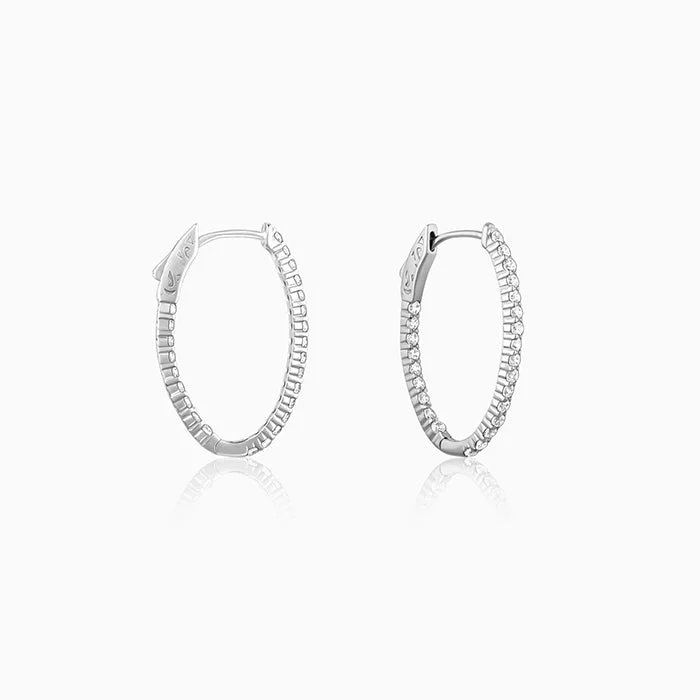 Surf motif earrings-Silver Enchanted Eve Oval Hoops