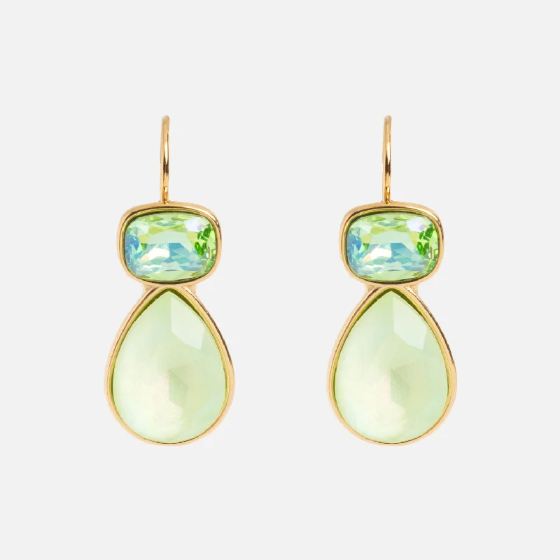 Tiny dot earrings-Green Drop Earrings