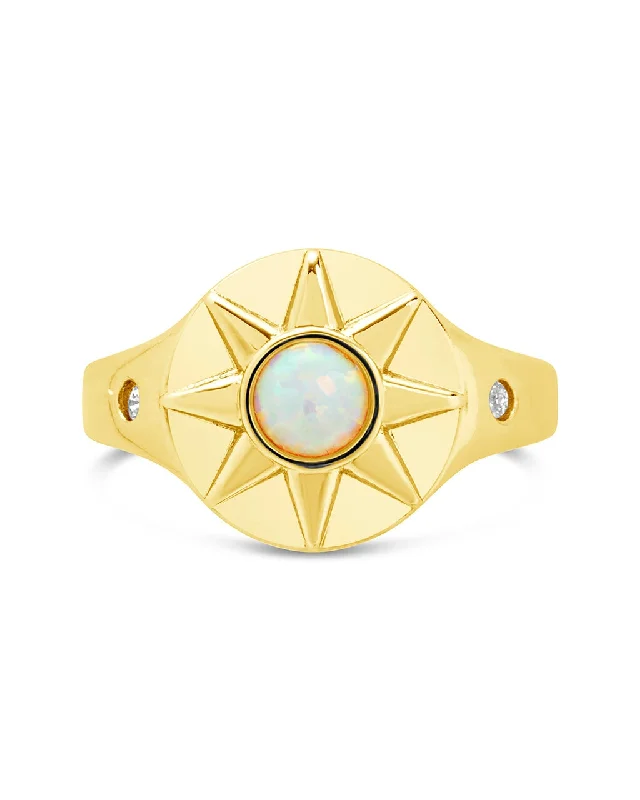 Lily rings-Sunni Opal & CZ Signet Ring