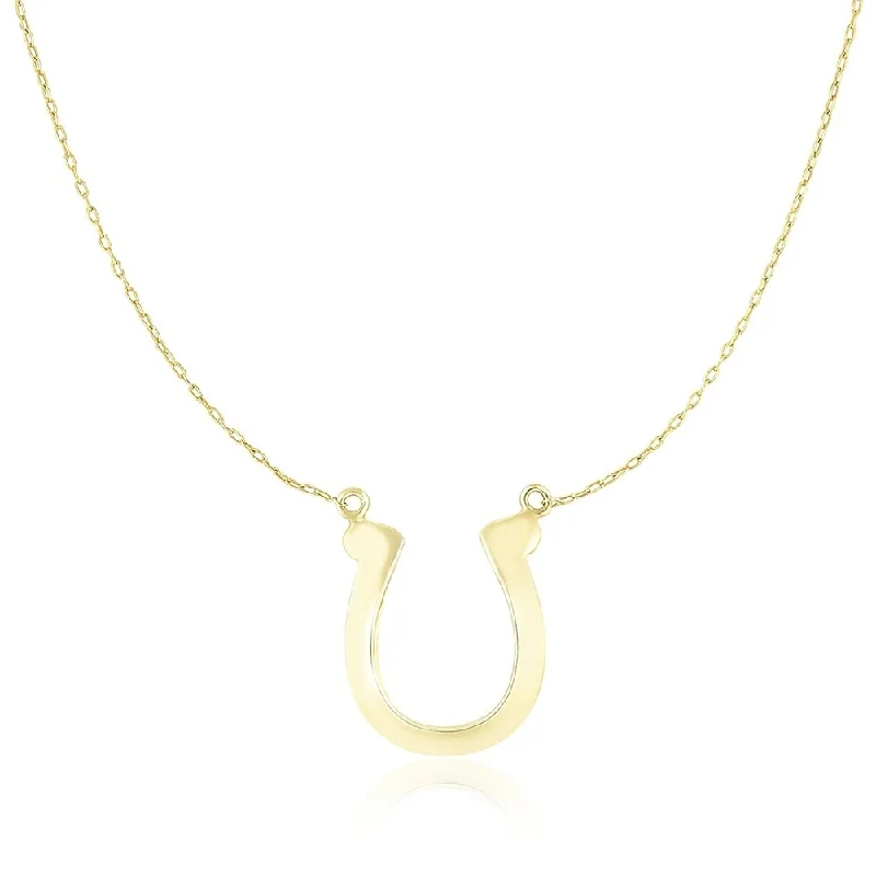 Fine drop necklaces-14k Yellow Gold Chain Necklace with Polished Horseshoe Charm