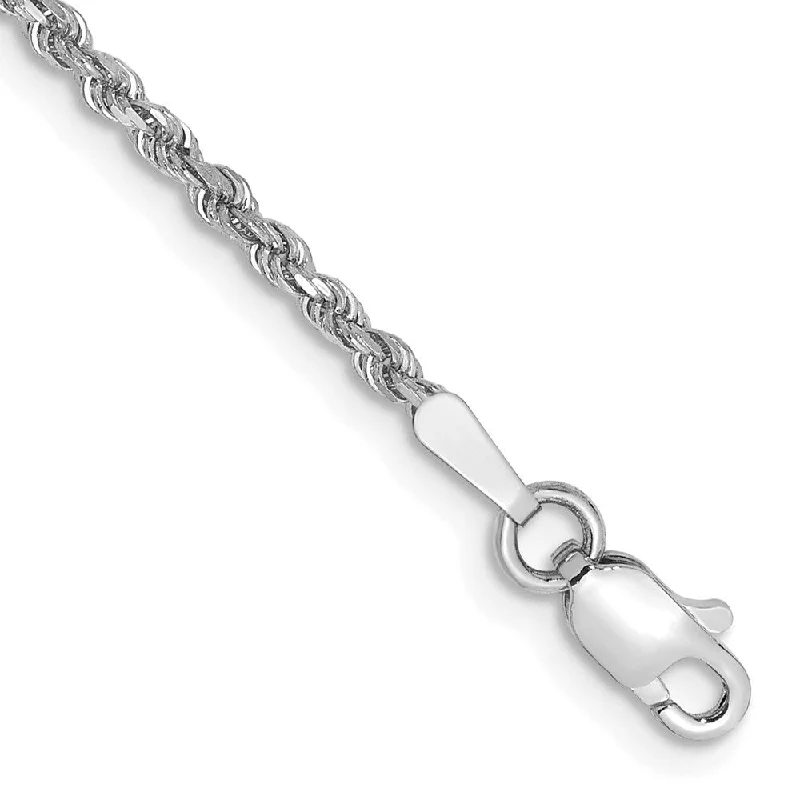 Pure link bangles-14k White Gold 1.75mm Diamond-Cut Rope with Lobster Clasp Chain Bracelet, 5.5"