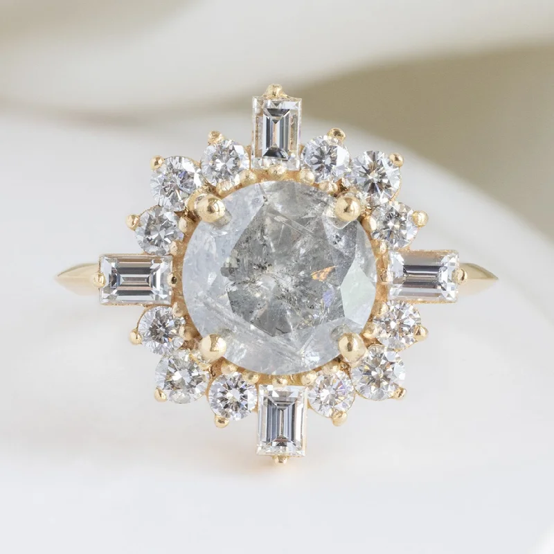 Tiny wing engagement rings-The Compass Luxe | 2.03ct Round Salt and Pepper Diamond in 18K Yellow Gold