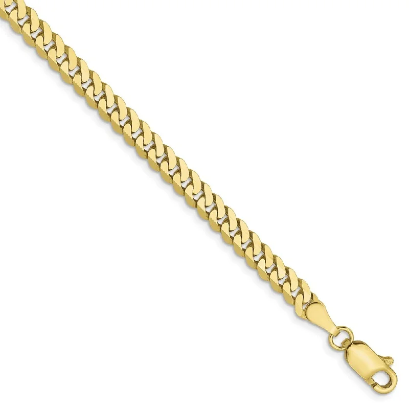 Stone pile bangles-Leslie's 10k Yellow Gold 3.9mm Flat Beveled Curb Chain Bracelet, 7"