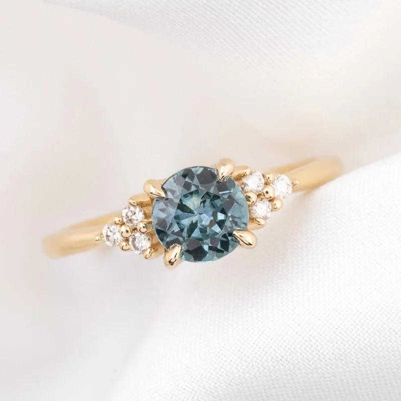 Square gem engagement rings-Teresa Ring Blue Montana Sapphire, 14k Yellow Gold (One of a kind)