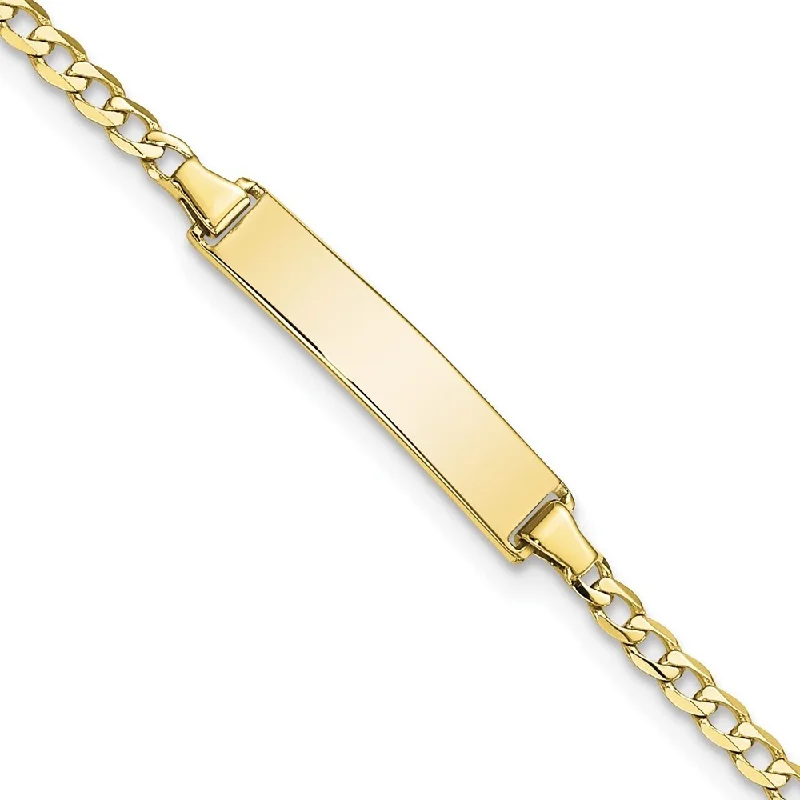 Heavy stone bangles-10k Yellow Gold Flat Curb Link ID Bracelet, 7" (W-4.07mm)