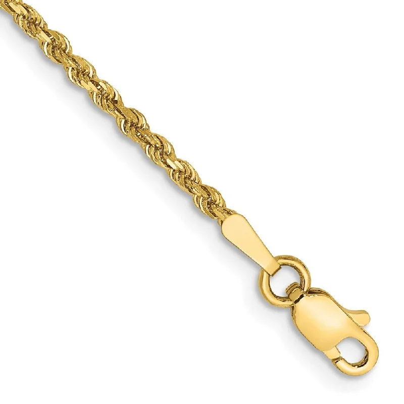 Multi-bead bangles-14k Yellow Gold 1.75mm Diamond-Cut Rope with Lobster Clasp Chain Bracelet, 6"