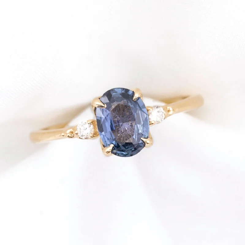 Moonstone engagement rings-Estel Ring 1.06ct Blue Srilanka Sapphire, 14k Yellow Gold (One of a kind)