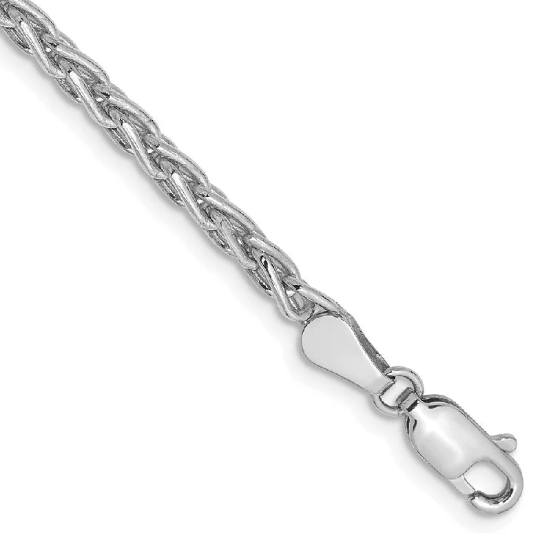 Light clay bangles-14k White Gold 3mm Parisian Wheat Chain Bracelet, 7"