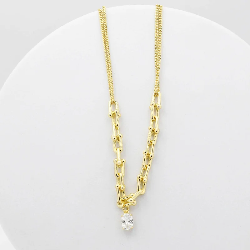 Multi-chain necklaces-Pendant Link Necklace B1