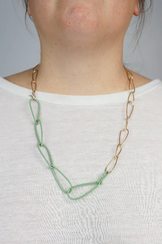 Carved monogram necklaces-Modular Necklace in Bronze and Pale Green