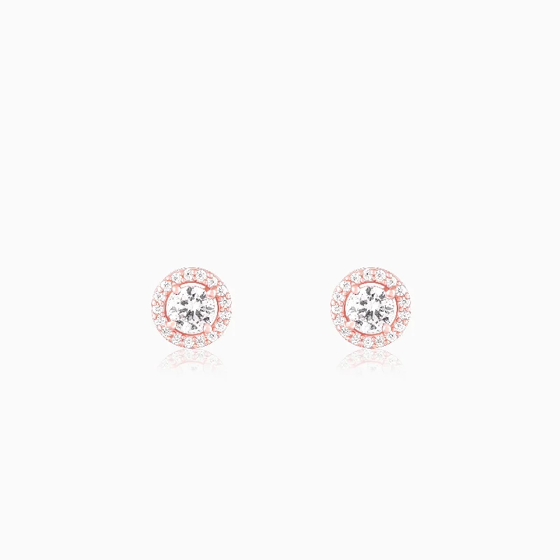 Cosmic glow earrings-Rose Gold Seeking Solace Stud Earrings