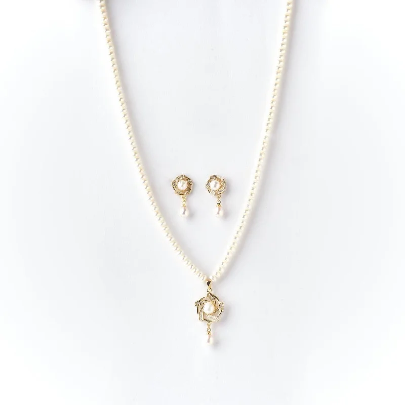 Reed weave necklaces-Pretty Real Pearl Necklace Set