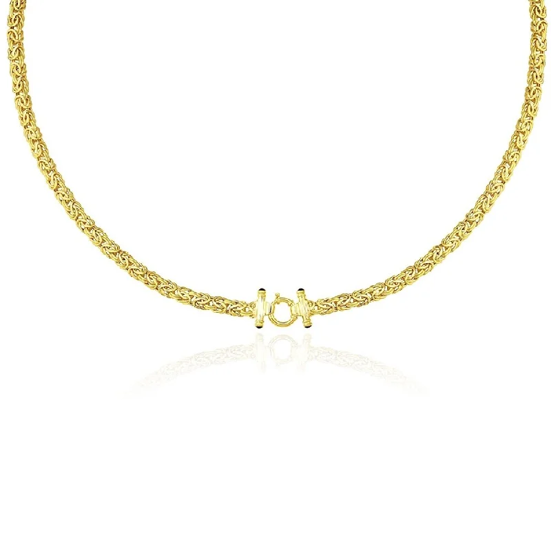 Reed weave necklaces-14k Yellow Gold Necklace with a Byzantine Style