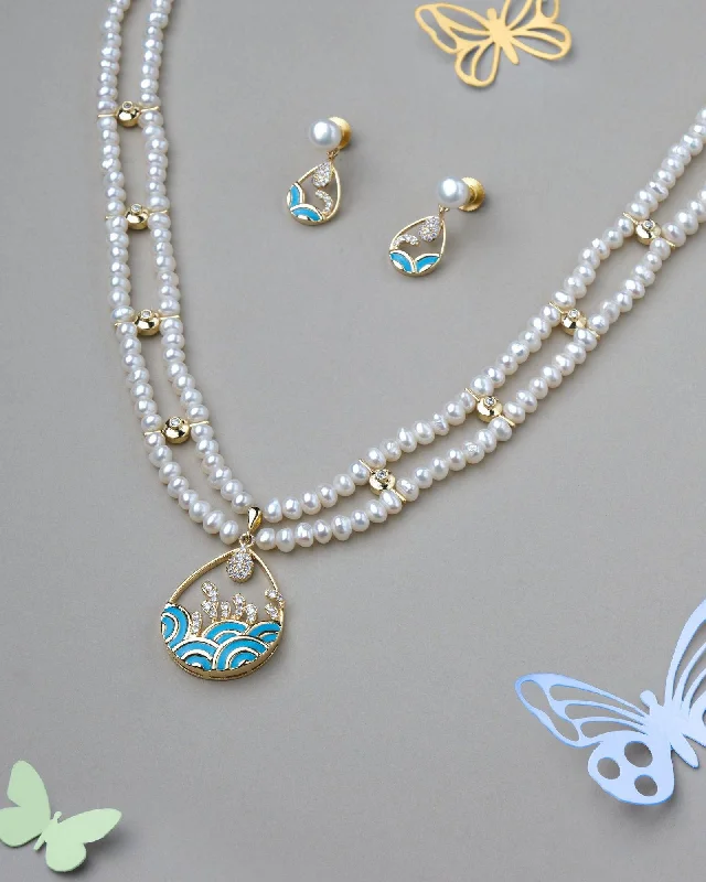 Flat knot necklaces-Gorgeous Real Pearl Necklace Set