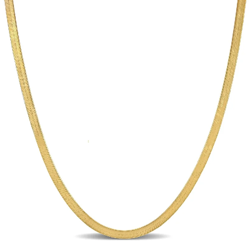 Tribal medallion necklaces-Miadora 3.5mm Flex Herringbone Chain Necklace in 10k Yellow Gold-16 in