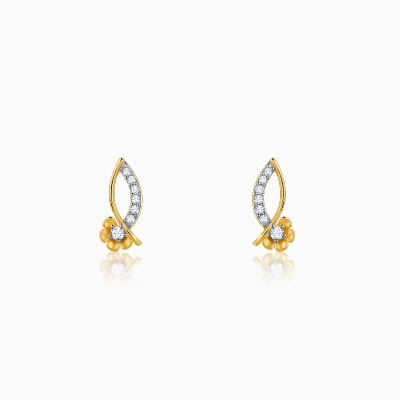 Topaz earrings-Gold Funky Florals Diamond Earrings