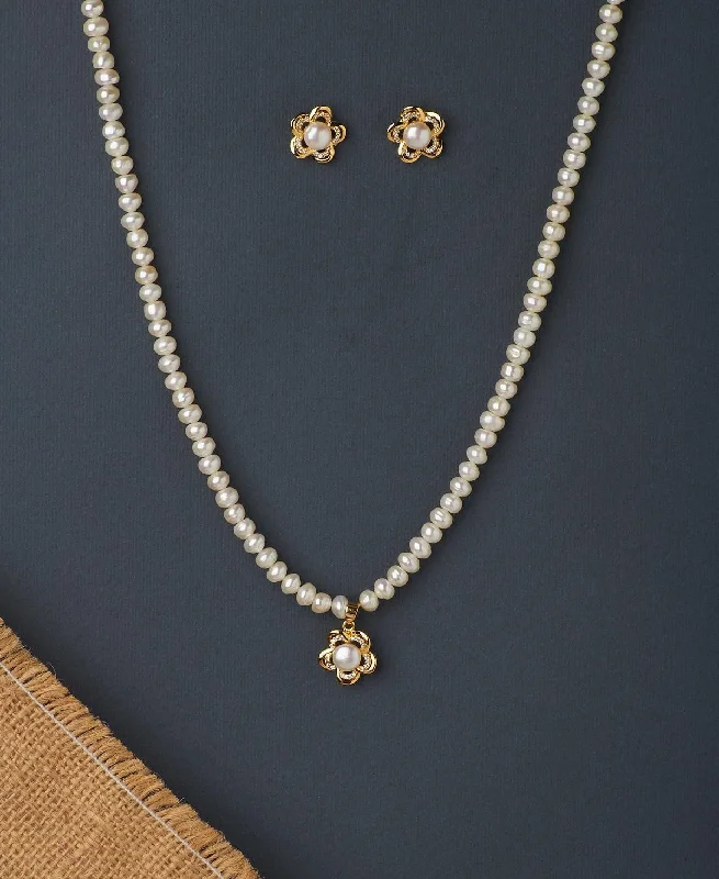 Baroque pearl necklaces-Floral Real Pearl Necklace Set