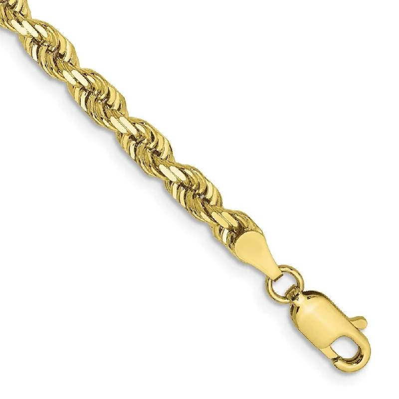 Chunky stone bangles-10k Yellow Gold 4mm Diamond-Cut Quadruple Rope Chain Bracelet, 7"