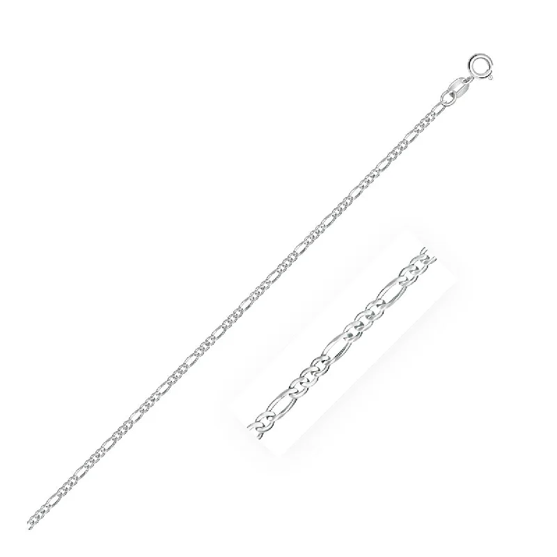 Woven tribal necklaces-14k White Gold Solid Figaro Chain Necklace 1.9mm