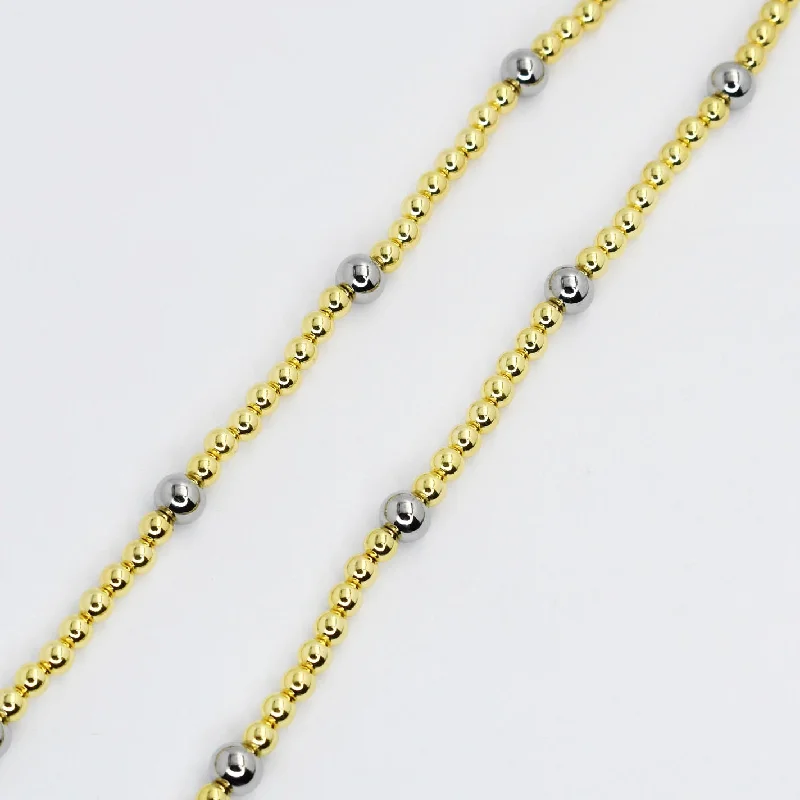 Fine bead necklaces-Gold and Silver Beaded Necklace N63