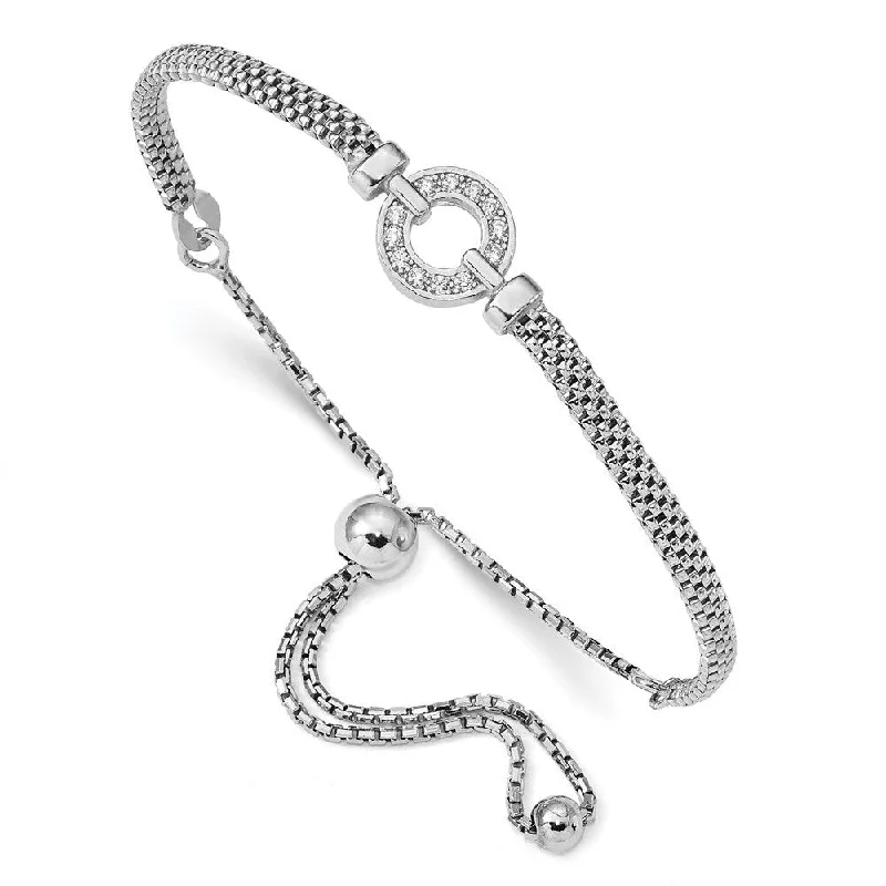 Flex thread bangles-925 Sterling Silver Cubic Zirconia Adjustable Bracelet