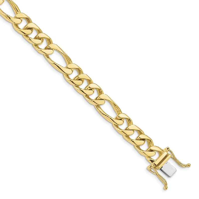 Spring clasp bangles-10k Yellow Gold 8.8mm Hand-Figaro Link Bracelet, 8"