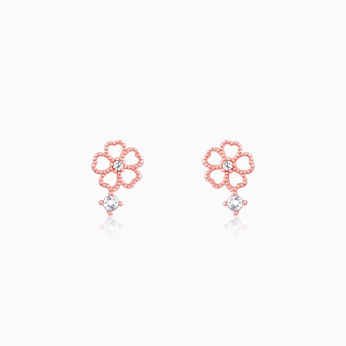 Wide statement earrings-Rose Gold Floral Desire Earrings