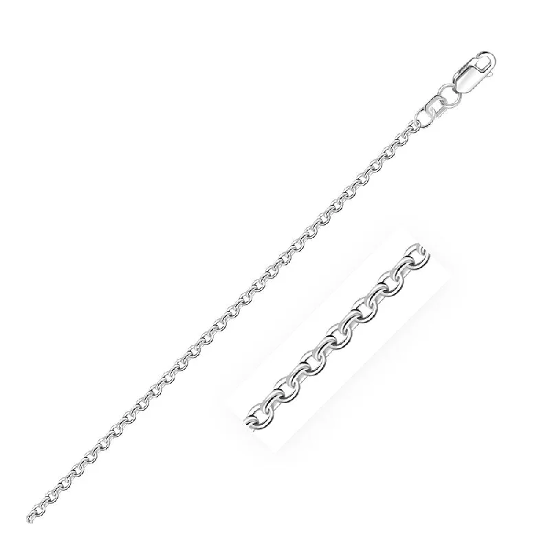 Sharp-line necklaces-2.3mm 14k Solid White Gold Rolo Chain Necklace