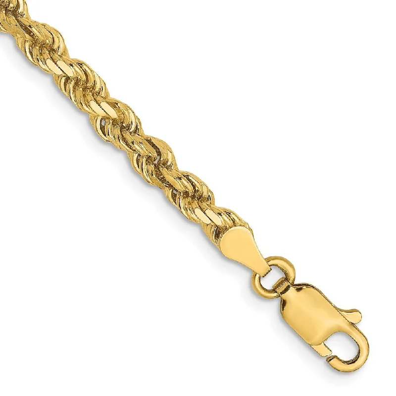 Thick cuff bangles-14k Yellow Gold 3.5mm Diamond-Cut Rope Chain Bracelet, 8"