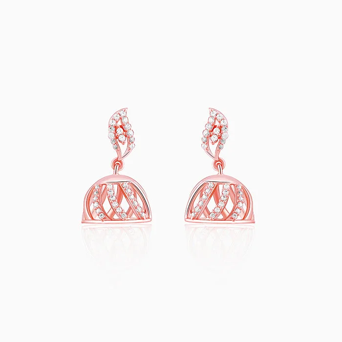 Coiled cord earrings-Rose Gold Shamli Jhumki Earrings