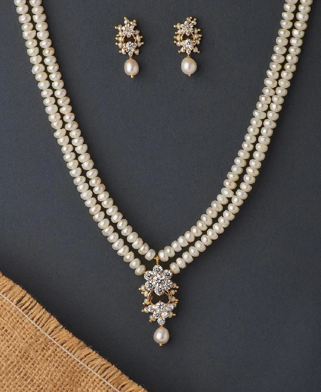 Spinel necklaces-Floral Pearl Necklace Set