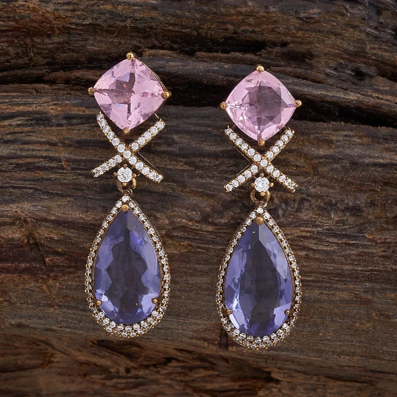 Light clay earrings-Zircon Earring 177955