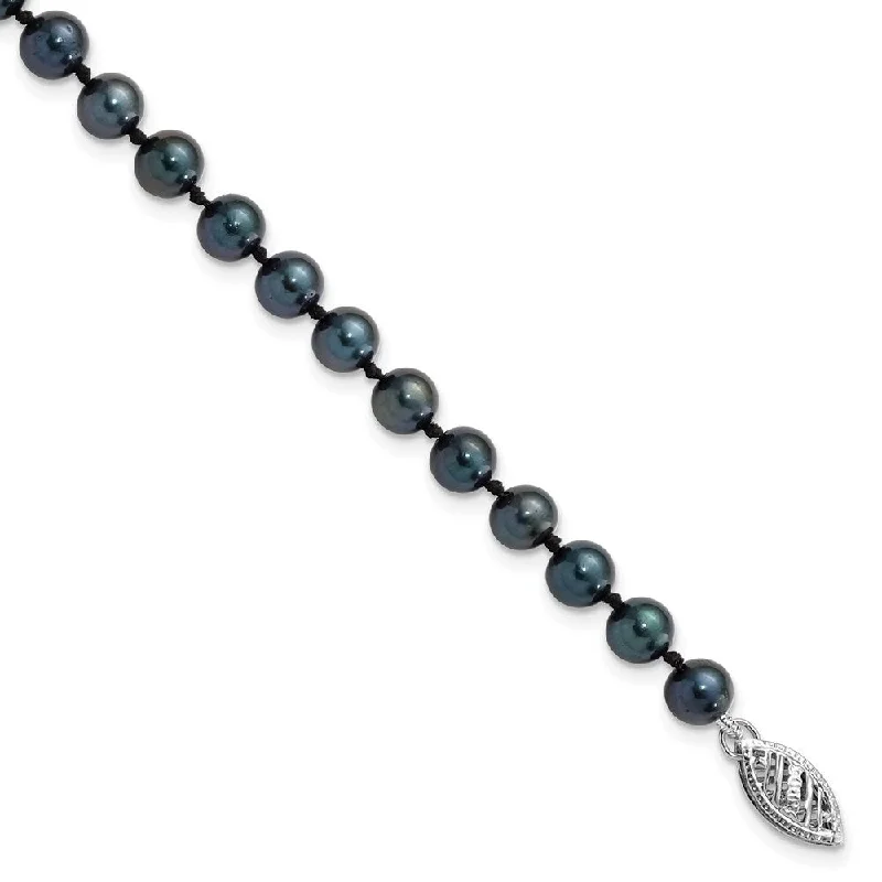 Old cameo bangles-14k White Gold 5-6mm Round Black Saltwater Akoya Cultured Pearl Bracelet, 7"