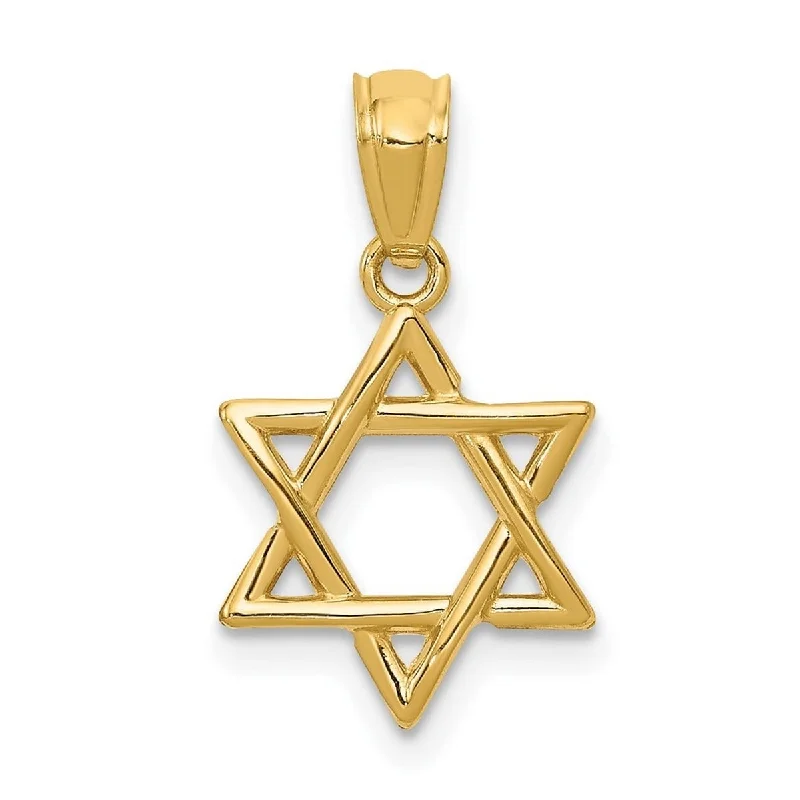 Ruby pendant necklaces-Curata 14k Yellow Gold 18" Solid Polished Star of David Pendant Necklace - 12x12mm