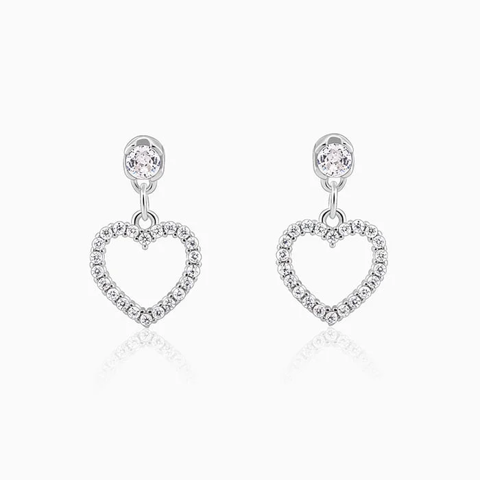 Soft threader earrings-Charming Heart Drop Earrings