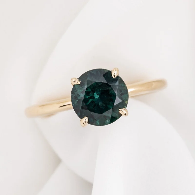 Fox motif engagement rings-Sara Ring 2.19ct Peacock Green Montana Sapphire, 14k Yellow Gold (One of a kind)