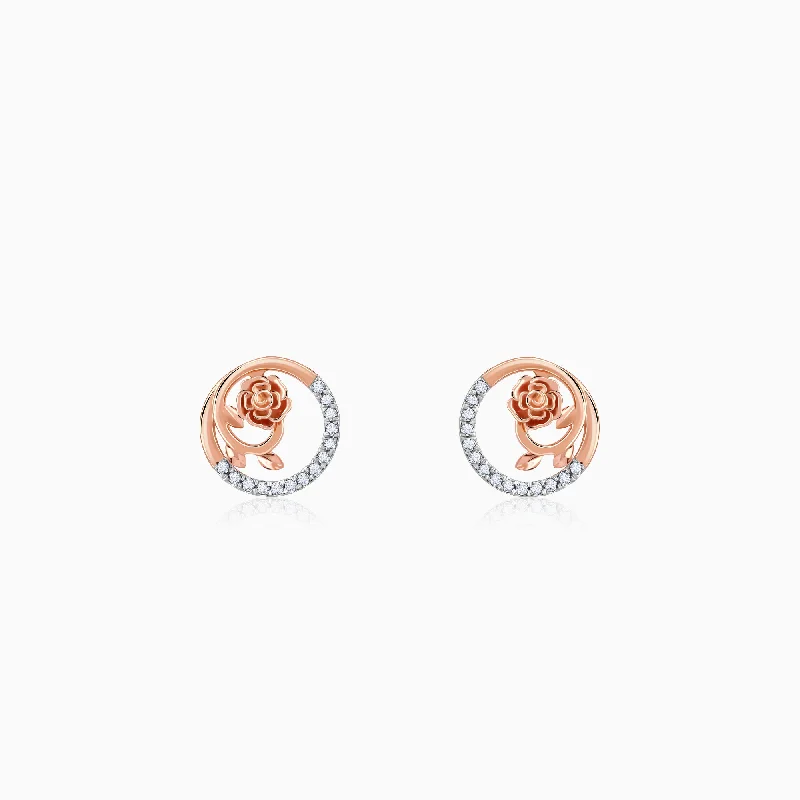 Wide bar earrings-Rose Gold Blissful Shine Diamond Earrings