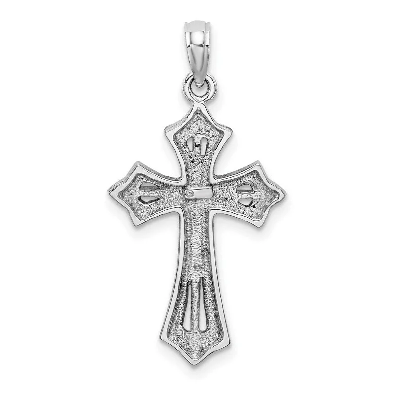 Thick bib necklaces-Curata 10k Yellow or White Gold 18" Beaded Religious Faith Cross Necklace (17mm x 30.4mm)