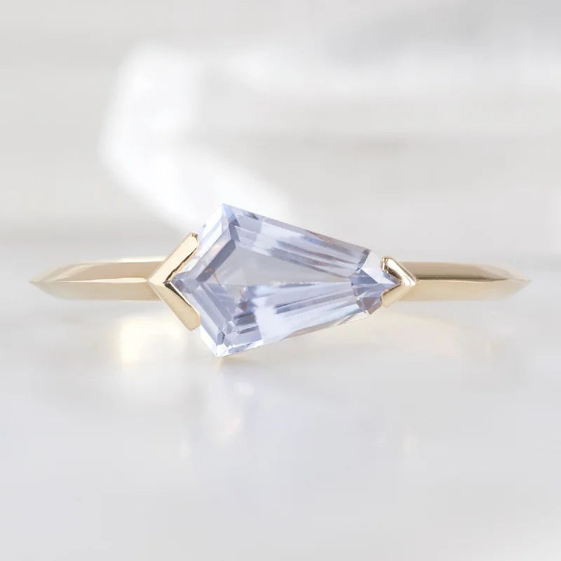 Beaded edge engagement rings-The Sage Ring | 0.97ct Geometric Periwinkle Sapphire in 14K Yellow Gold