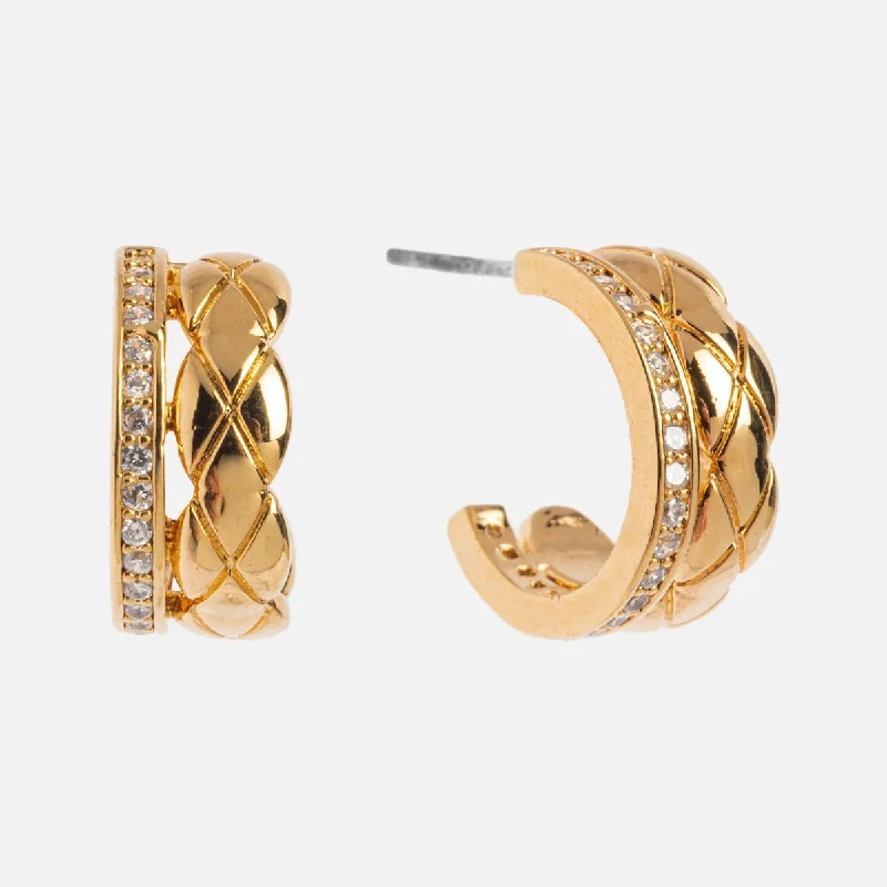 Thick tier earrings-Solana Double Huggie Hoop Earrings