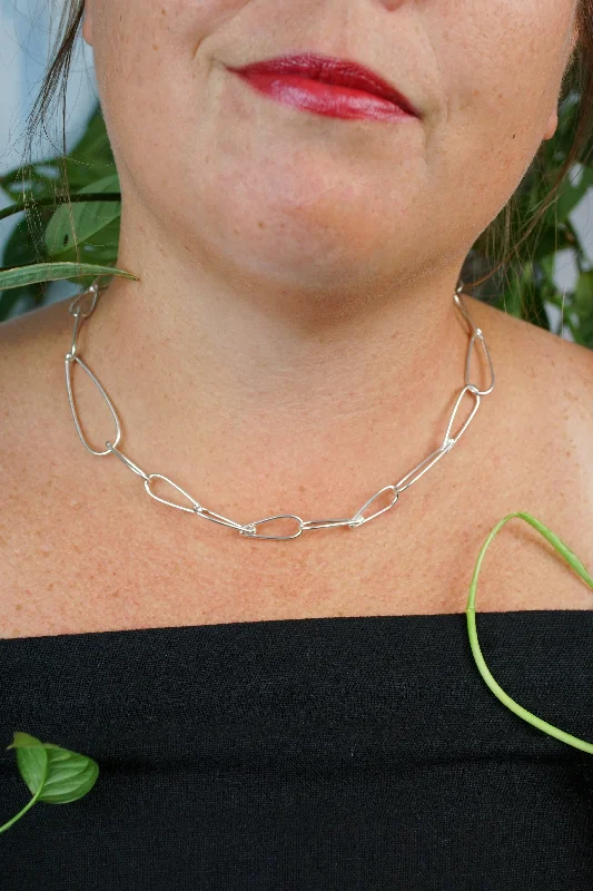 Light wood necklaces-Petite Modular Necklace No. 2 in silver