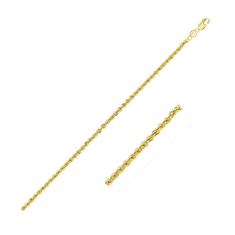 Raised bar necklaces-2.0mm 14k Yellow Gold Light Rope Chain Necklace