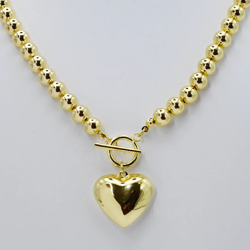 Thick bib necklaces-Mega Love Gold Necklace J23