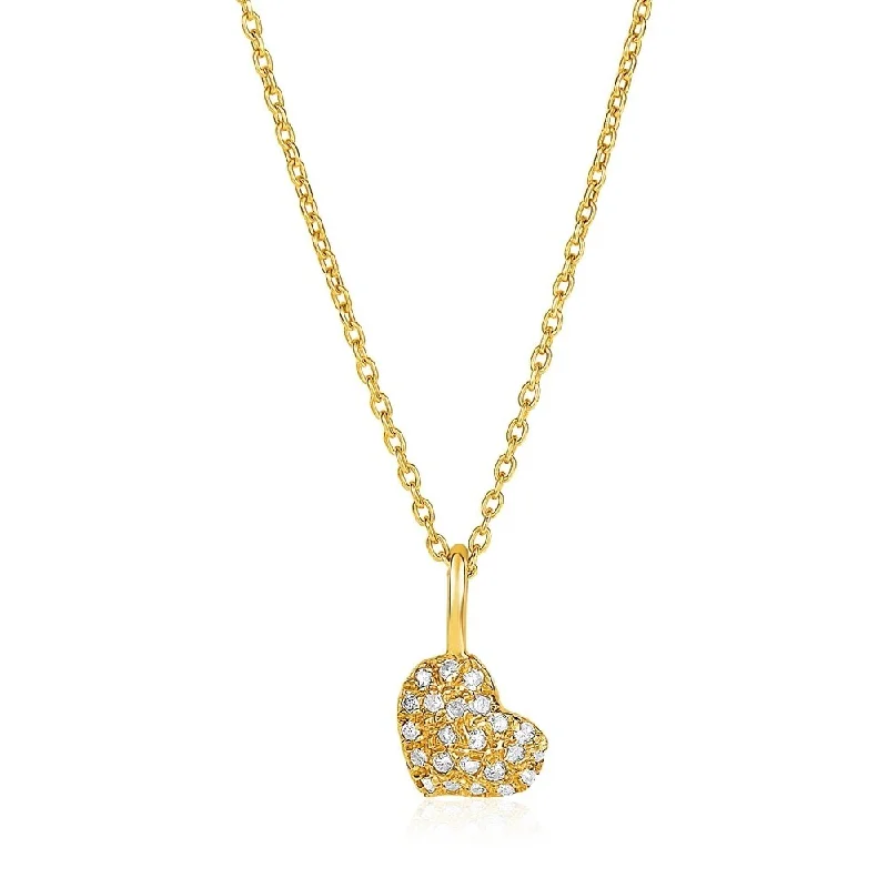 Vibrant enamel necklaces-14k Yellow Gold Necklace with Gold and Diamond Heart Pendant (1/10 cttw)