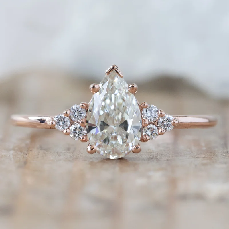 Mystic eye engagement rings-The Ivy Ring | 0.70ct Pear White Diamond in 14k Rose Gold