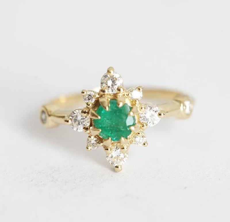 Woven cord engagement rings-Leslie Emerald Ring