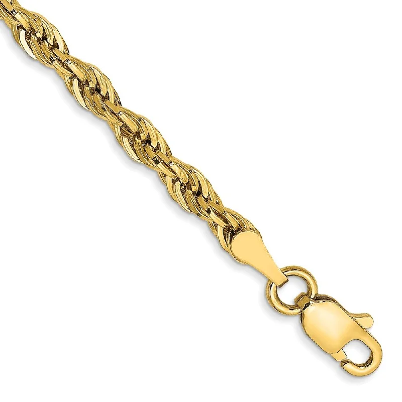 Silk cord bangles-14k Yellow Goldy 3.0mm Semi-Solid Rope Chain Bracelet, 7"