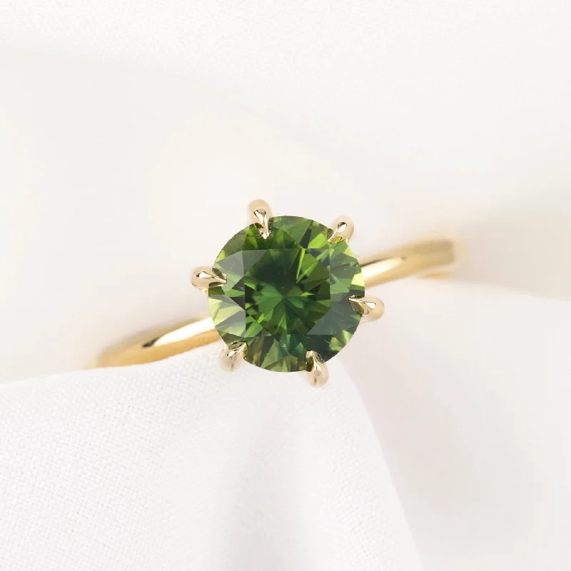 Sleek modern engagement rings-Floryn Ring Green Sapphire, 14k Yellow Gold (One of a kind)